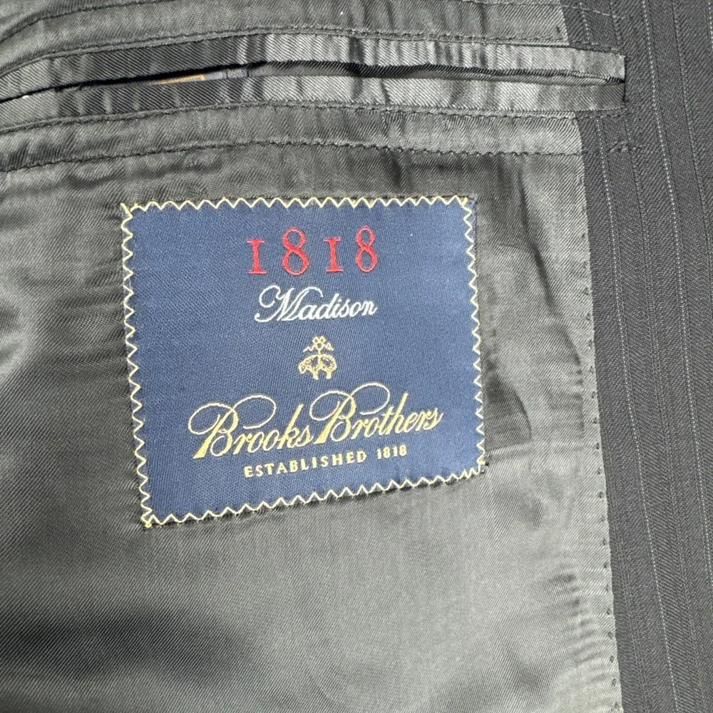 Brooks Brothers Madison Mens Striped Dark Gray Blazer 41L Office Made in Italy